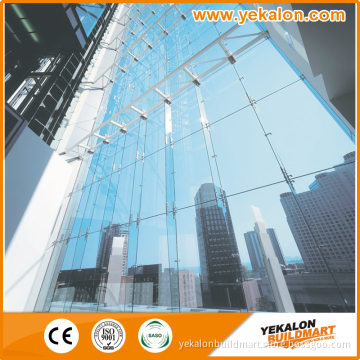 Yekalon Transparent and Decorative Full Glass Curtain Wall With Spider